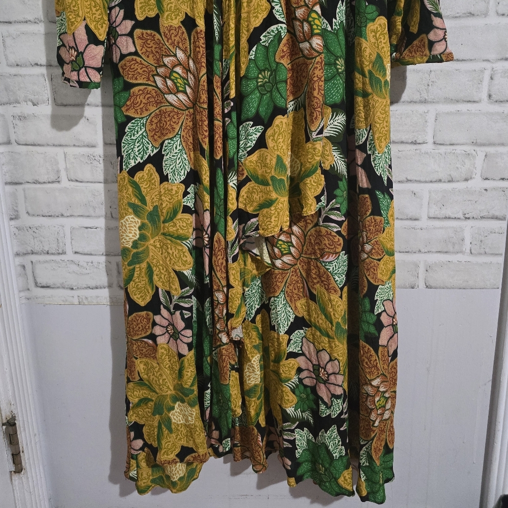EUC Farm Rio Long Sleeve Maxi Dress Black Garden Floral Size XL - Picture 10 of 14